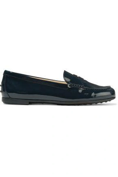 Tod's Patent-leather Loafers In Midnight Blue