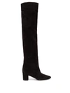 Saint Laurent Lou Suede Over-the-knee Boots In Black