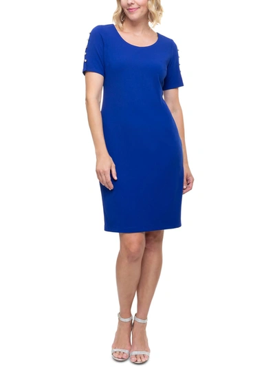 Slny Plus Womens Beaded Knee Sheath Dress In Blue