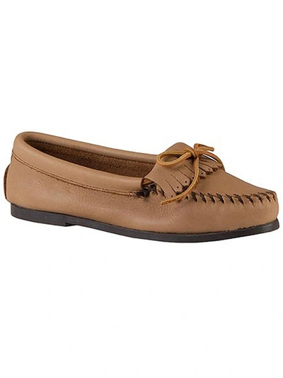 Minnetonka Parkay Womens Leather Slip-on Moccasins In Brown