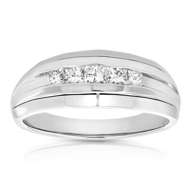 Vir Jewels 1/2 Cttw Men's 5 Stone Princess Diamond Engagement Ring Platinum Si Clarity In White