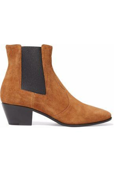 Saint Laurent Suede Ankle Boots In Tan