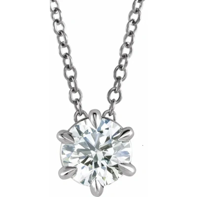 Pompeii3 14k White Gold 1/2ct Floating Solitaire Ex3 Lab Grown Diamond Pendant Necklace In Silver