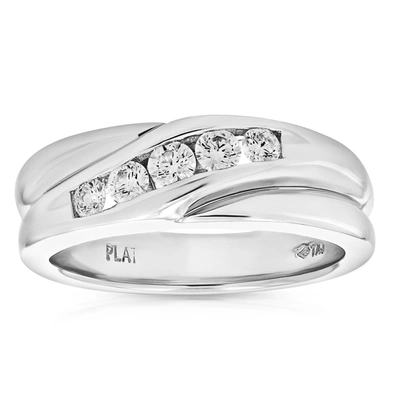 Vir Jewels 1/2 Cttw Men's 5 Stone Si1 Clarity Diamond Wedding Ring Platinum Round In White