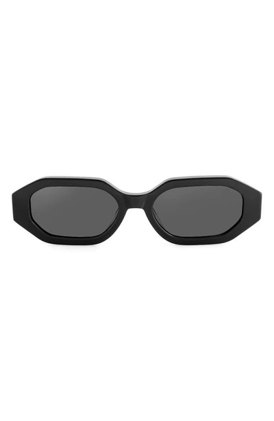 Aqs Mia 55mm Polarized Oval Sunglasses In Black