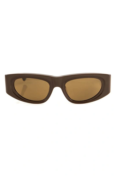 Aqs Valentina 55mm Polarized Oval Sunglasses In Brown