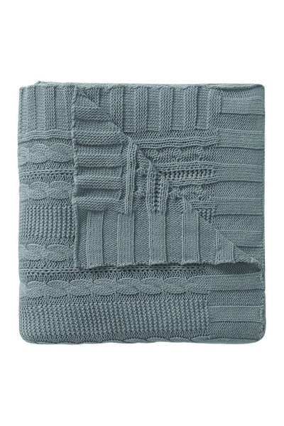 Vcny Home Dublin Cable Knit Throw Blanket In Blue