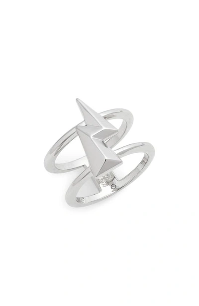 Kendra Scott Lightning Bolt Double Band Ring In Rhodium