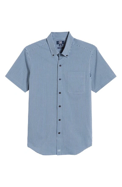 Cutter & Buck Anchor Classic Fit Gingham Shirt In Blue