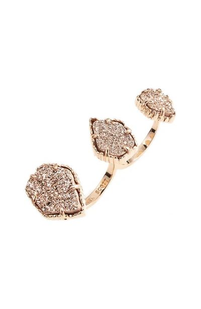 Kendra Scott Naomi Double Finger Ring In Rose Gold Drusy/ Rose Gold