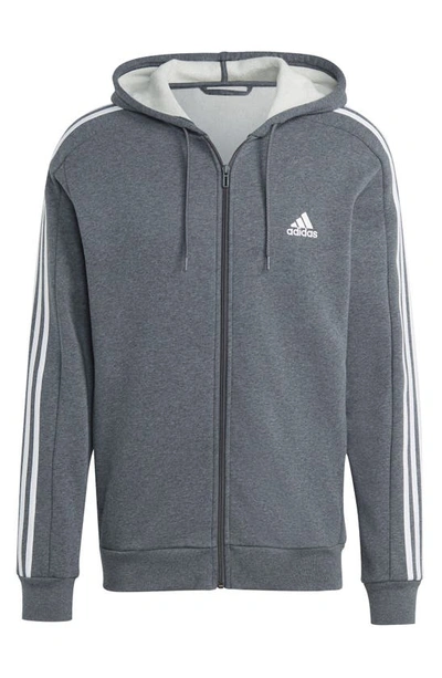 Adidas Originals Fleece 3-stripes Track Jacket In Dark Grey Heather