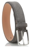 Made In Italy Smooth Leather Belt In Grey