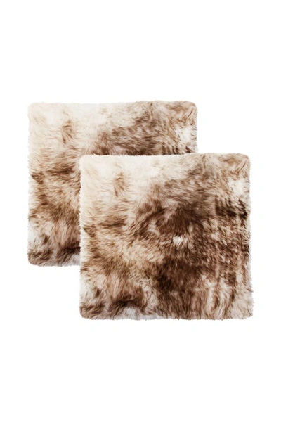 Natural New Zealand Genuine Sheepskin Shearling Chair Seat Pad In Gradient Chocolate