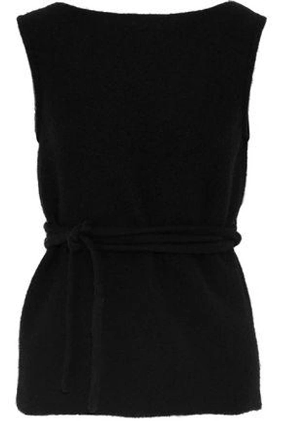 Lemaire Woman Belted Wool-felt Top Black