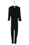Go Couture Wrap Tie Waist Capri Jumpsuit In Black