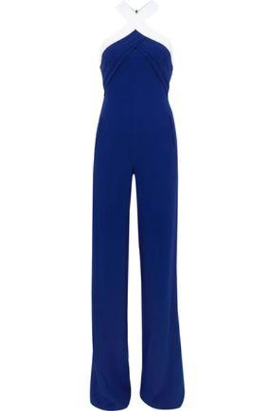 Roland Mouret Woman Shotwick Cutout Two-tone Stretch-cady Jumpsuit Royal Blue