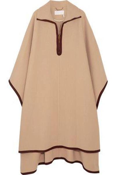 Chloé Wool And Cashmere-blend Cape In Camel