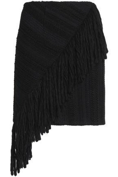Goen J Woman Fringed Bouclé-tweed Mini Skirt Black