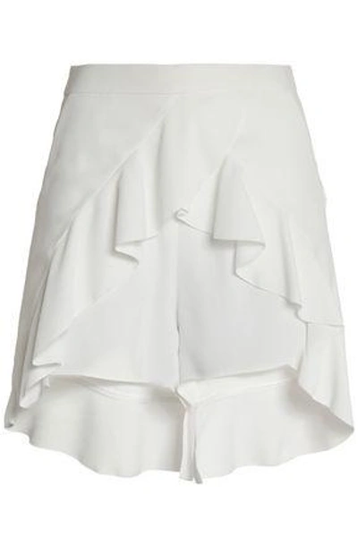 Goen J Layered Ruffled Crepe Shorts In White