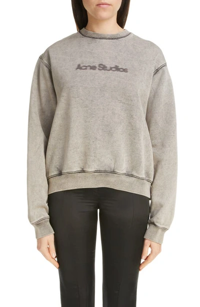 Acne Studios Logo-print Cotton Sweatshirt In Grey