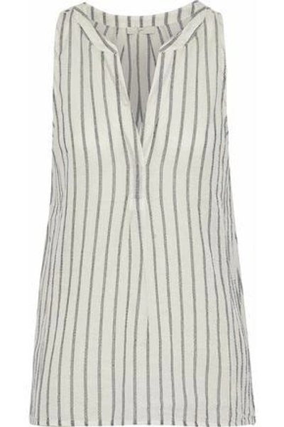 Joie Aruna Striped Cotton-gauze Top In Off-white
