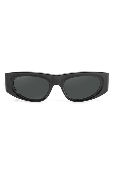 Aqs Valentina 55mm Polarized Oval Sunglasses In Black