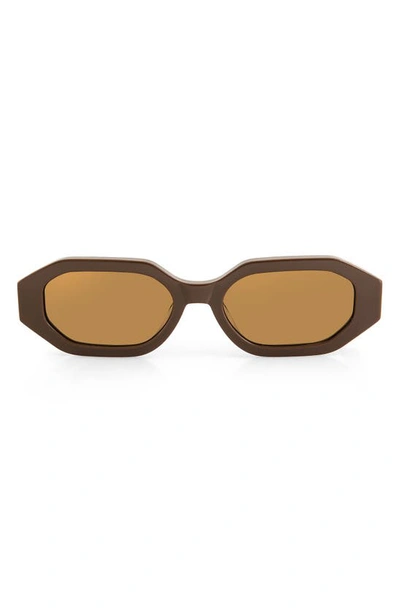 Aqs Mia 55mm Polarized Oval Sunglasses In Brown