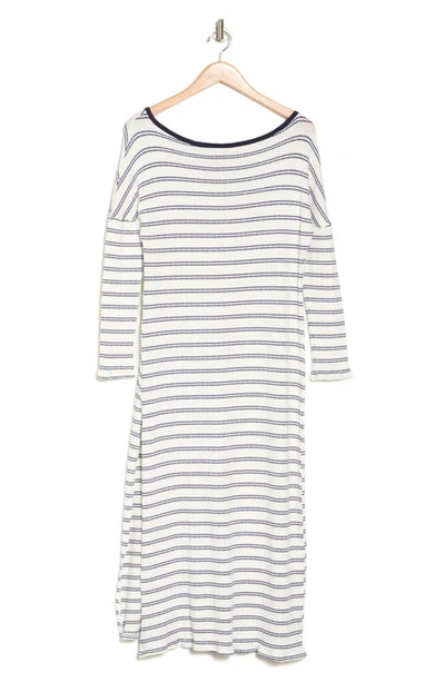 Go Couture Long Sleeve T-shirt Maxi Dress In Navy Stripe