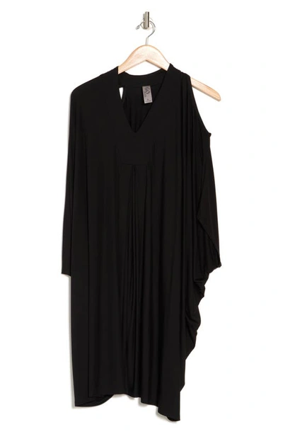Go Couture Cold Shoulder V-neck Dress In Black