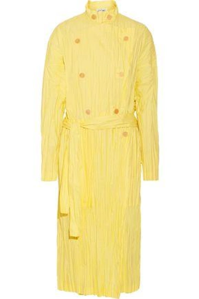Loewe Crinkled Cotton-blend Poplin Trench Coat In Pastel Yellow