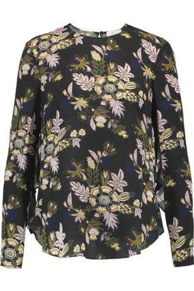 A.l.c . Woman Cooper Open-back Printed Silk-georgette Top Black