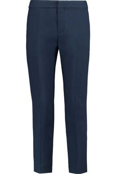 Chloé Cropped Crepe Straight-leg Pants In Navy