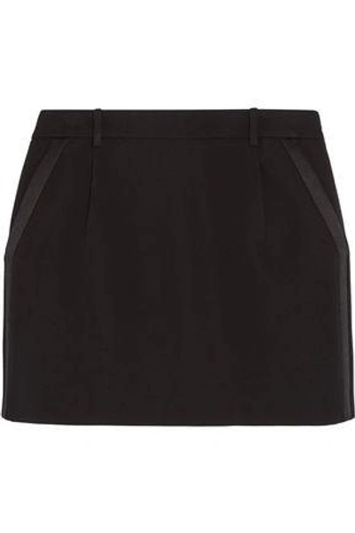 Saint Laurent Silk-trimmed Wool-crepe Mini Skirt In Black
