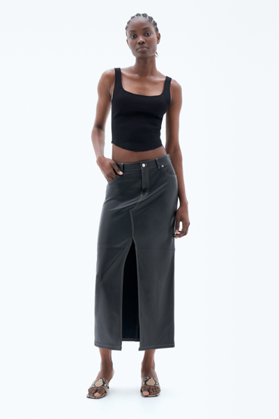 Filippa K High-waisted Leather Straight Skirt In Black