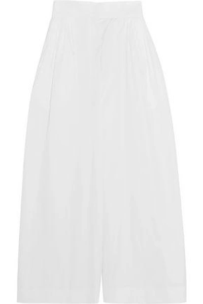 The Row Wado Pleated Cotton-poplin Wide-leg Pants In White