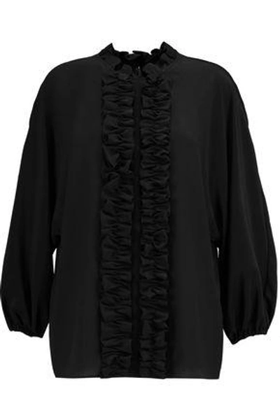 Dolce & Gabbana Ruffled Silk Blouse In Black