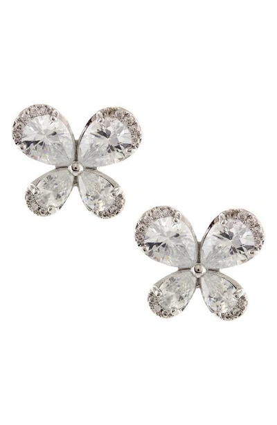 Olivia Welles Crystal Butterfly Stud Earrings In Metallic