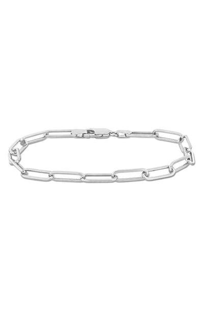 Delmar Polished Paperclip Chain Bracelet In Silver