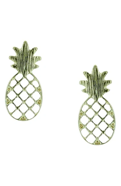 Olivia Welles Maui Pineapple Stud Earrings In Green