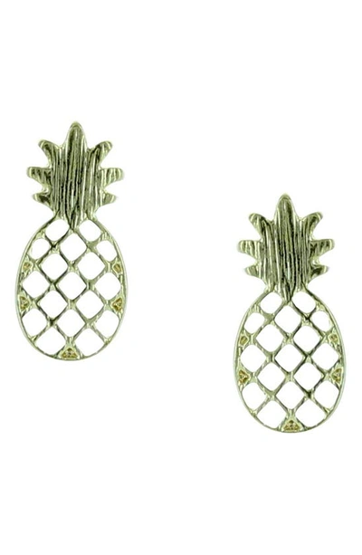 Olivia Welles Maui Pineapple Stud Earrings In Metallic