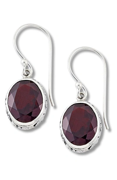 Samuel B. Oval Garnet Drop Earrings In Red