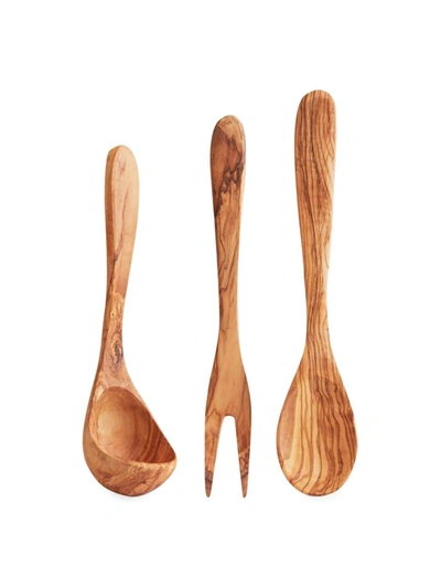 Verve Culture Italian Olivewood Serving Utensils In Brown