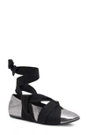 Free People Cece Ankle Strap Flat In Pewter