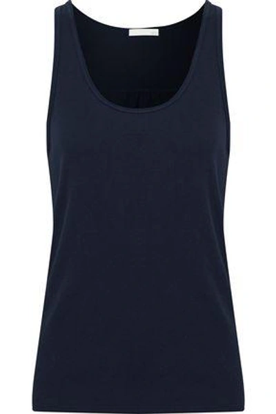 Skin Woman Ribbed Pima Cotton-jersey Top Navy