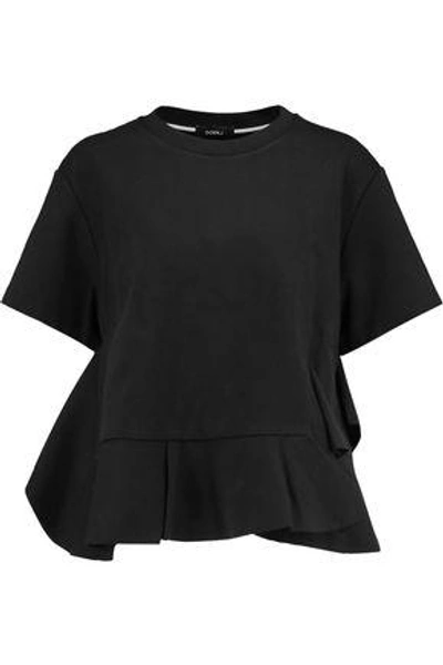 Goen J Woman Open-knit Cotton Sequinned Top Black