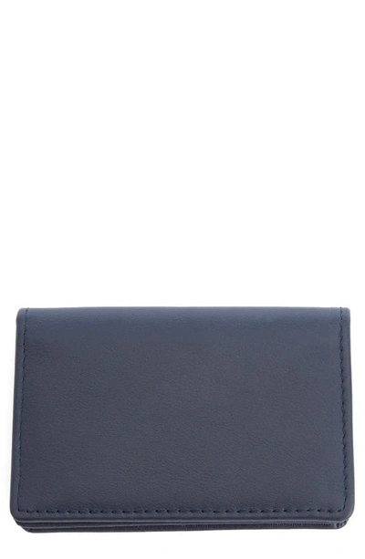 Royce New York Leather Card Case In Navy Blue
