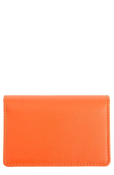 Royce New York Leather Card Case In Orange