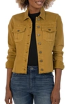 Kut From The Kloth Kara Fray Hem Cotton Blend Trucker Jacket In Thyme