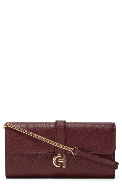 Cole Haan On A Chain Crossbody Wallet In Bloodstone/light Mahogany