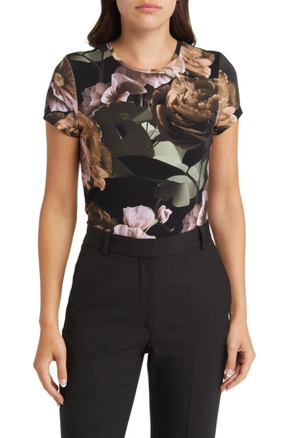 Ted Baker Morlaa Floral T-shirt In Black